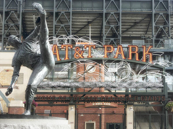 Sf Giants Poster featuring the photograph ATT Ballpark with Juan Marichal Statue by Jessica Levant