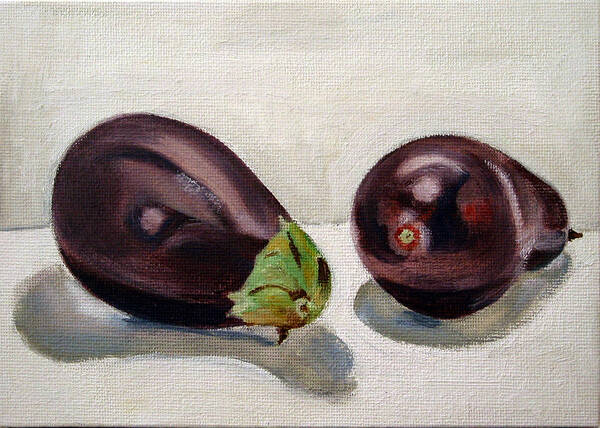 Still-life Poster featuring the painting Aubergines by Sarah Lynch