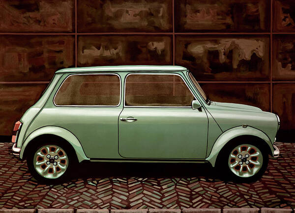 Mini Cooper Poster featuring the painting Austin Mini Cooper Mixed Media by Paul Meijering