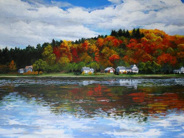 Landscape Poster featuring the painting Autumn in Vermont by Sarah Grangier