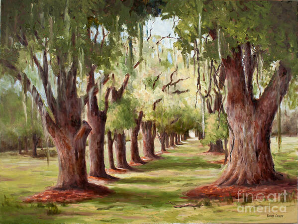 Oaks Poster featuring the painting Avenue Of Oaks IV by Glenda Cason