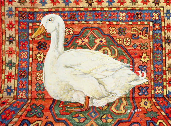 Duck Poster featuring the painting Aylesbury Carpet Drake by Ditz