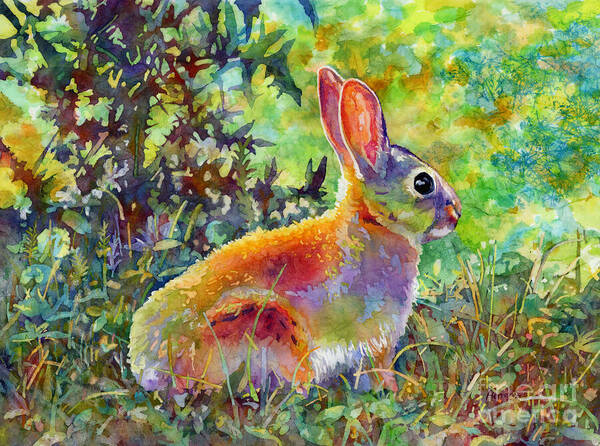 Bunny Poster featuring the painting Backyard Bunny by Hailey E Herrera