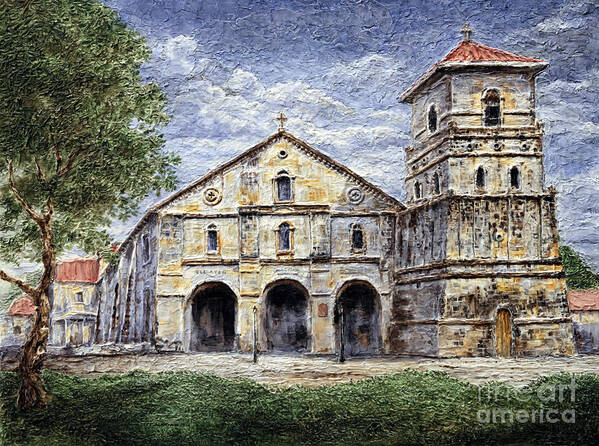 Baclayon Poster featuring the painting Baclayon Church by Joey Agbayani