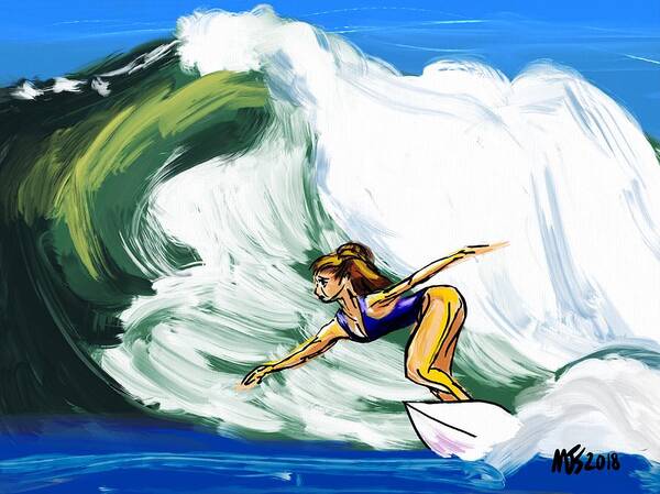 Surfing Poster featuring the digital art Bali Breakers by Michael Kallstrom