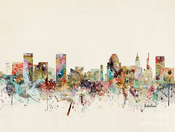 Baltimore Poster featuring the painting Baltimore Maryland Skyline by Bri Buckley