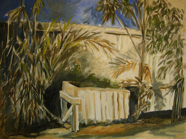 Original Oil Poster featuring the painting Bamboo and Herb Garden by Julianne Felton