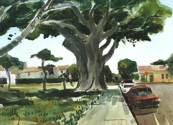 Landscape Poster featuring the painting Banyan Tree by Thomas Tribby