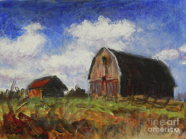 Farm Poster featuring the painting Barn by Yoshiko Mishina