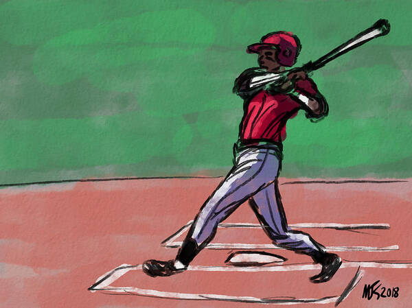 Baseball Poster featuring the digital art Batter Up by Michael Kallstrom