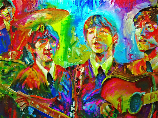 Beatles Poster featuring the painting Beatles Impressionism by Leland Castro