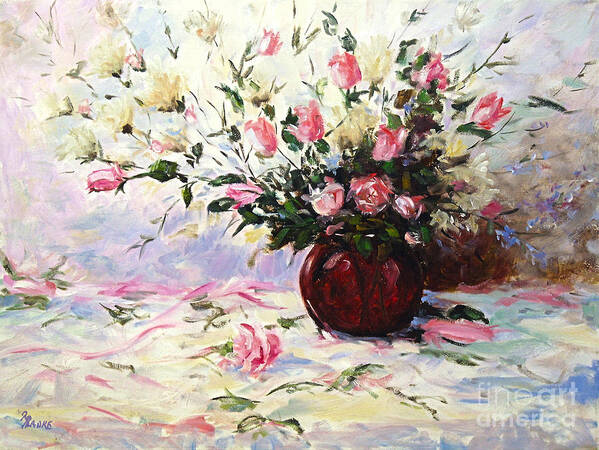  Floral Poster featuring the painting Beautiful Bouquet of roses by Richard T Pranke