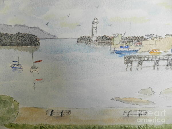 Pamela-merdith Poster featuring the painting Belmore Basin in Wollongong by Pamela Meredith