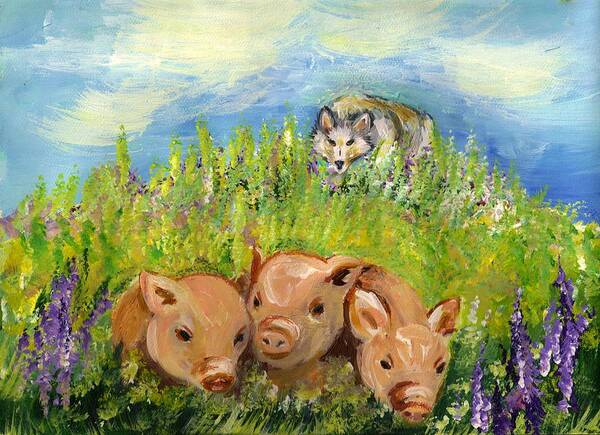 Pig Poster featuring the painting Best Friends by Karen Ferrand Carroll