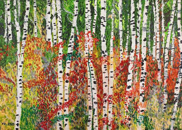 Landscape Poster featuring the painting Birch Forest by Valerie Ornstein