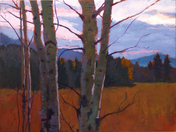 Tree Poster featuring the painting Birches at Twilight by Robert Bissett