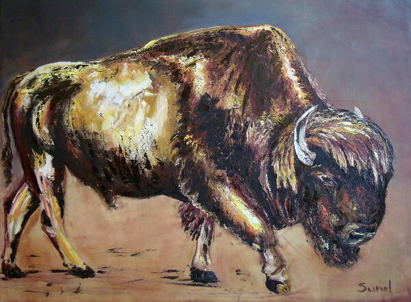 Bison Poster featuring the painting Bison by Sunel De Lange