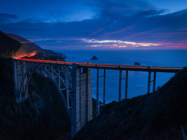 Bixby Canyon Bridge Poster featuring the photograph Bixby Canyon Bridge Sunset by TM Schultze