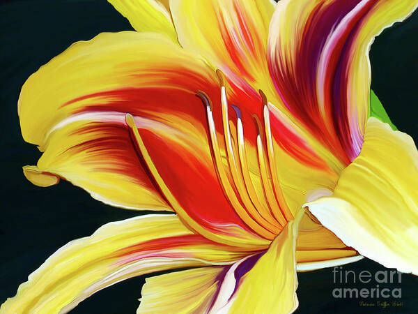 Daylily Painting Poster featuring the painting Black-Eyed Susan Daylily I by Patricia Griffin Brett