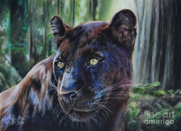 Leopard Poster featuring the painting Black Leopard by Lachri