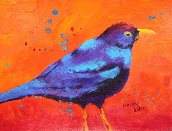 Animal Poster featuring the painting Blackbird II by Nancy Jolley