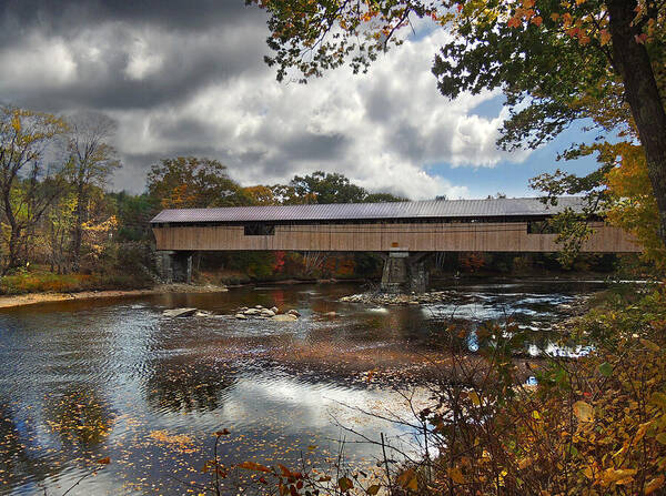 River Poster featuring the photograph Blair Covered Bridge by Nancy Griswold