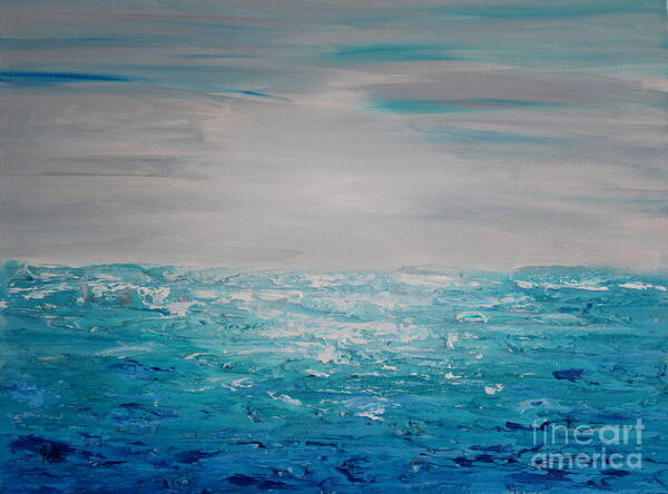 Blue Poster featuring the painting Blue Beach by Preethi Mathialagan