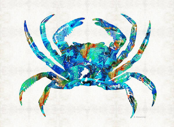 Crab Poster featuring the painting Blue Crab Art by Sharon Cummings by Sharon Cummings