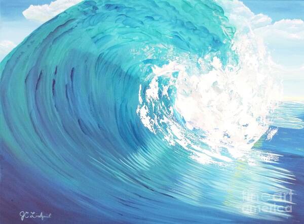 Ocean Poster featuring the painting Blue Curl by Jenn C Lindquist