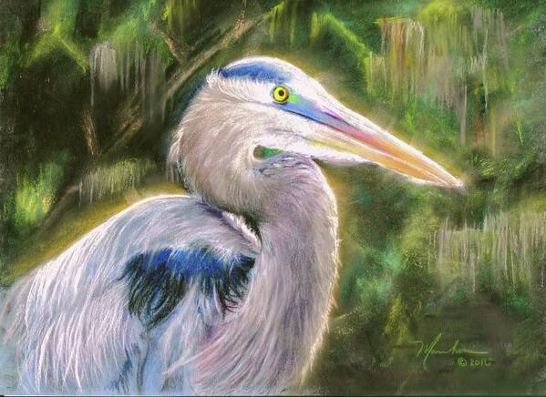 Blue Heron Poster featuring the pastel Blue Heron by Melissa Herrin