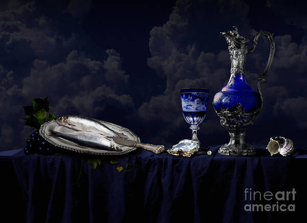 Still Life Poster featuring the digital art Still life in blue by Alexa Szlavics