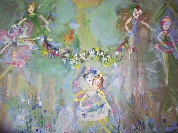 Bluebell Poster featuring the painting Bluebell Fairies by Judith Desrosiers