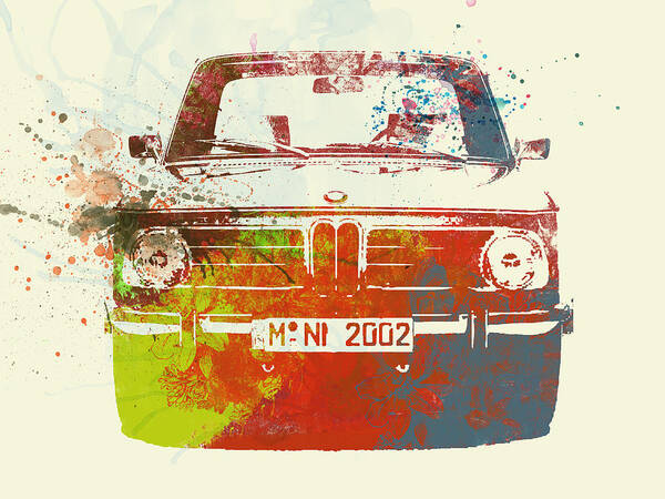 Bmw 2002 Poster featuring the painting BMW 2002 Front Watercolor 2 by Naxart Studio