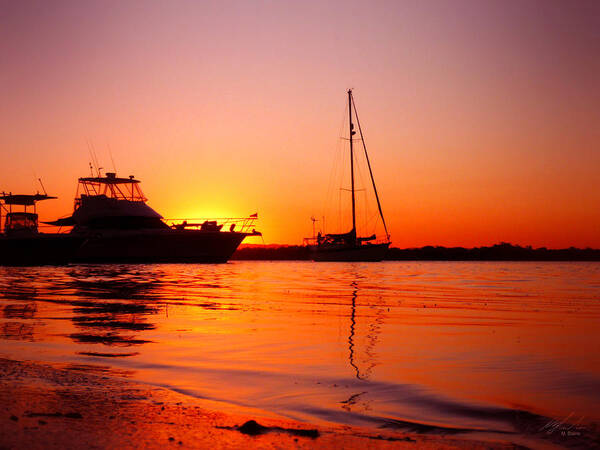 Sunset Poster featuring the photograph Boats Sunset by Michael Blaine
