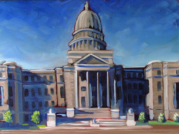 Idaho Poster featuring the painting Boise Capitol Building 02 by Kevin Hughes
