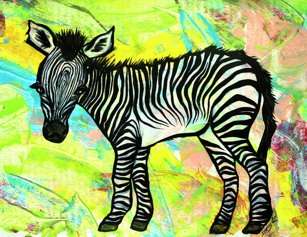 Zebra Poster featuring the painting Bold and Bright by Darcy Lee Saxton