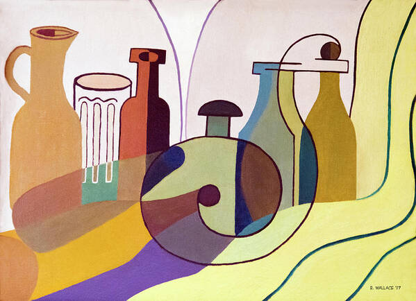 2d Poster featuring the painting Bottles And Glass - Cubism by Brian Wallace