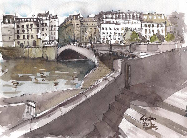 Paris Poster featuring the painting Bridging the Seine by Gaston McKenzie