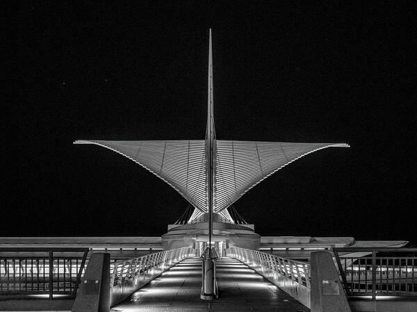 Milwaukee Art Museum Poster featuring the photograph Brise Soleil at Night by Kristine Hinrichs