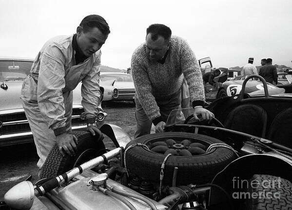 Can-am Poster featuring the photograph Bruce Mclaren Talking with Crew by Robert K Blaisdell