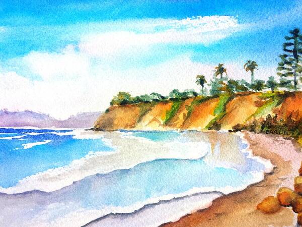Ocean Poster featuring the painting Butterfly Beach Santa Barbara by Carlin Blahnik CarlinArtWatercolor