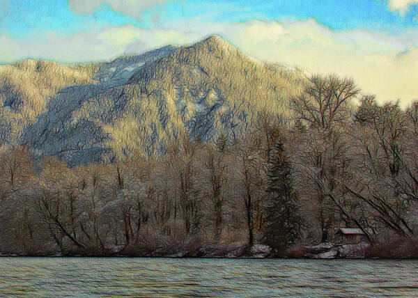 River Poster featuring the photograph Cabin on the Skagit River by Bob Cournoyer