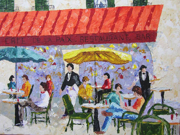 Seascape Poster featuring the painting Cafe de la Paix Paris France by Frederic Payet