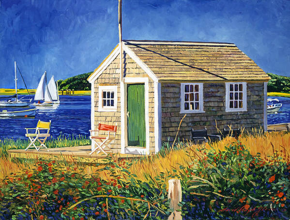 Landscape Poster featuring the painting Cape Cod Boat House by David Lloyd Glover