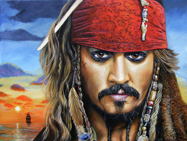Jack Sparrow Poster featuring the painting Captain Jack by Arie Van der Wijst