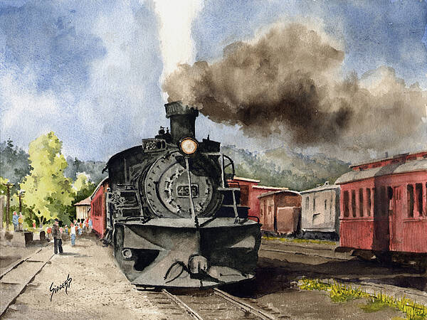 Train Poster featuring the painting Chama Arrival by Sam Sidders