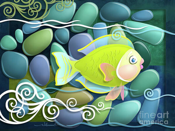 Fish Poster featuring the digital art Chartreuse by Randy Wollenmann