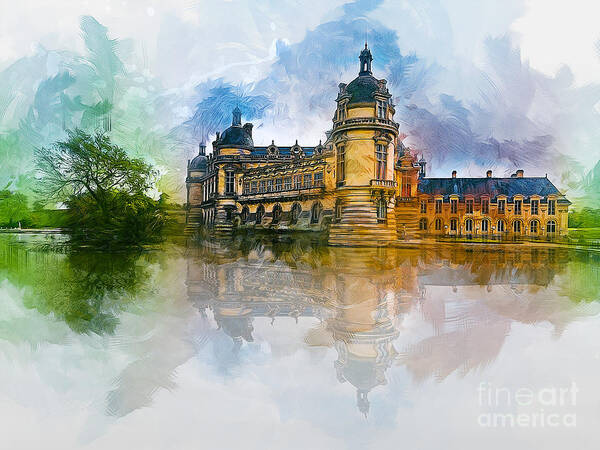 Castle Poster featuring the painting Chateau de Chantilly by Ian Mitchell