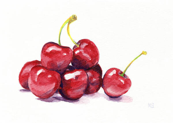 Cherries Poster featuring the painting Cherries by Michelle Sheppard