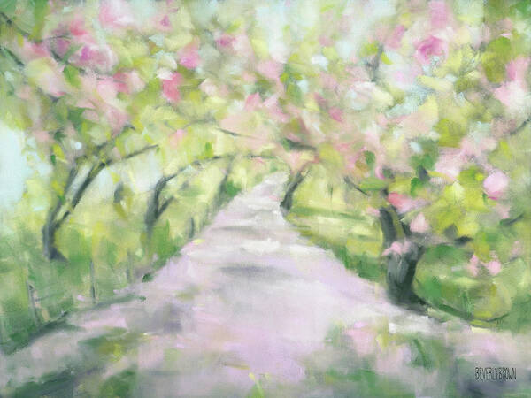 Garden Poster featuring the painting Cherry Blossom Bridle Path Central Park by Beverly Brown